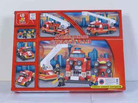 Конструктор SLUBAN 620035 / M 38 B 0223 (24шт) пожежні рятувальники, 363 дет, в кор-ке, 38,5-29-6см