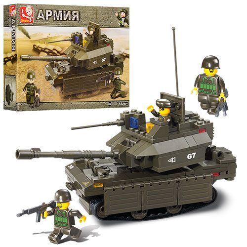 Конструктор SLUBAN M38-B0287 (32шт) армия, танк, фигурка, 219дет, в кор-ке, 33-24-6см