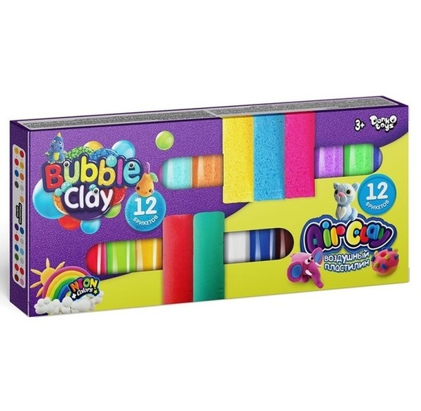 Креативна творчість Air Clay+Bubble Clay 12шт+12шт (12)