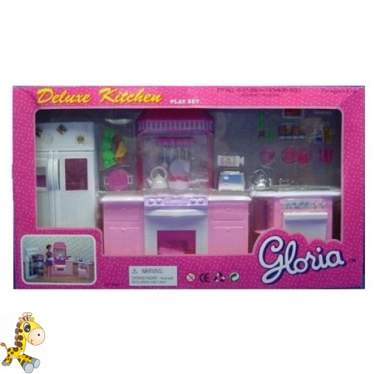 Кухня "Gloria" 9986GB (6шт) холодильник, газ.плита, мойка,…в кор. 56*32*10см