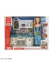 Кухня 3021-2 (24шт/2) свет/муз, кукла, мебель, посуда, в кор.39*10,5*29см