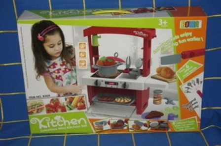Кухня 8304 (12шт) плита, мойка, 45-41,5-21см, продукты, посуда, свет, на бат-ке, в кор-ке,50-35-10см