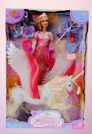 Лялька "Magic Pegasus" 83104 (18шт / 2) 4 види, з Пегасом, чарівною паличкою, гребінцем, .. в кор.
