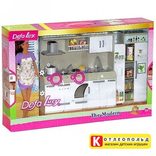 Лялька DEFA 6085 (12шт) с кухней, свет, в кор-ке, 50-32-9см