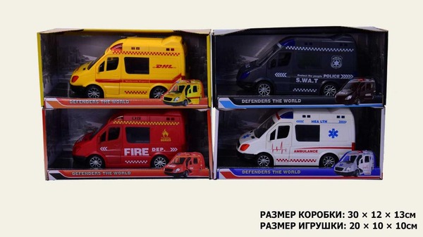 Машина 367-1/2/3/4 (54шт/2) 4 вида, р-р маш.20*10*10см, в кор.30*12*13см