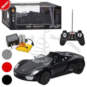 Машина 866-1814 B (24шт) р/у, аккум, 1:18, PORSCHE 918 SPYDER, свет, в кор-ке, 37-16-16см