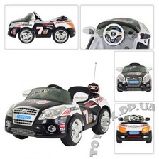 Машина M 0411 R-1-2 (1шт) р/у,2 мотора 6V/25W,аккум 6V/10AH,MP3, 3-8лет,черн-бел, 111-65,5-47см