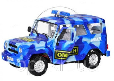 Машинка 9126-6 (12шт) р/у, Омон, аккум, 14 функций, звук, свет, откр.двери, в кор-ке, 37-17-19см