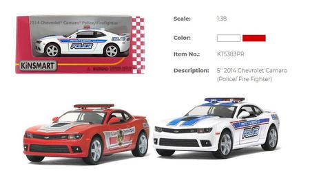 Машинка КТ 5383 WPR Chevrolet Camaro Police метал інерц