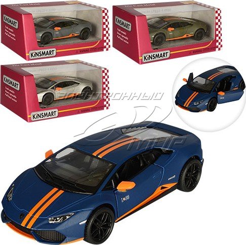 Машинка металев 5" KT5401W Lamborghini Huracan LP610-4 Avio matte метал.инерц.открыв.дв.кор.ш.к./96/