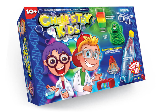 Безпечний освітній набір для проведення дослідів "CHEMISTRY KIDS" економ укр. (8), CHK-01-01U,02U,03
