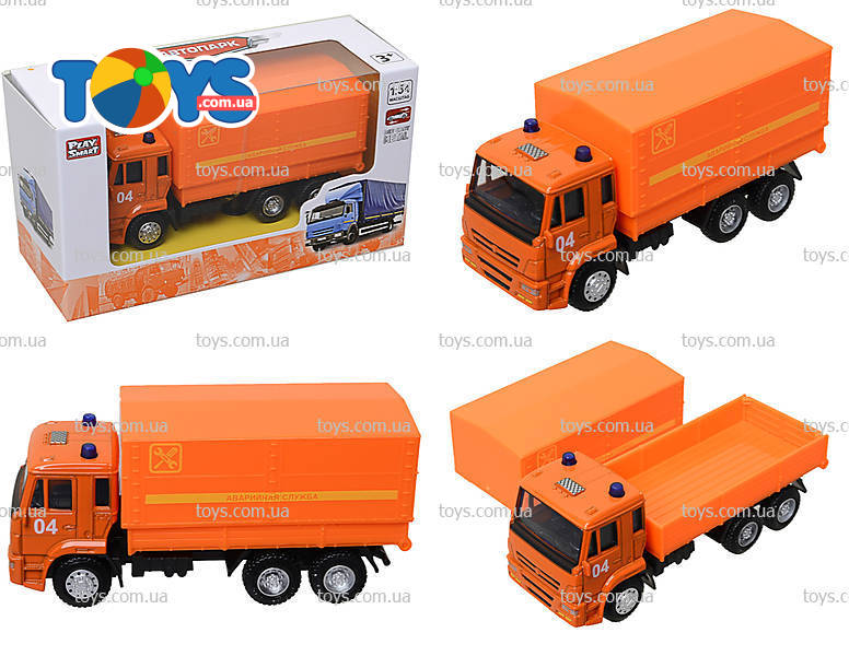 Модель грузовик PLAY SMART 6513C "Автопарк" метал.инерц.подним.кузов.кор.16,5*6,2*9 /96/