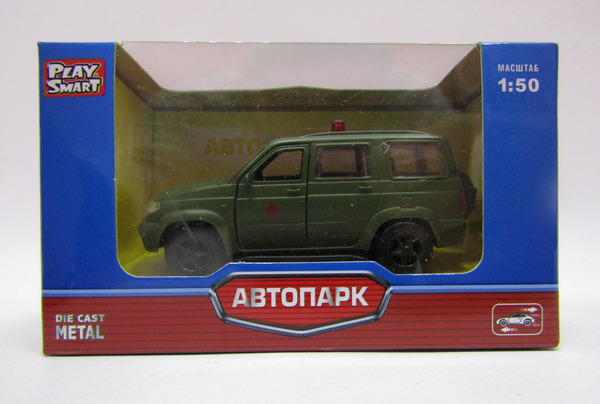 Модель джип PLAY SMART 6403E "Автопарк" воен.метал.инерц.откр.дв.кор.12,5*5,7*7 /144/