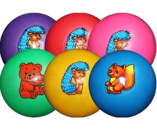 Мяч 4" W02-1041 звери 6цв.5рис.23гр неон кул./720/