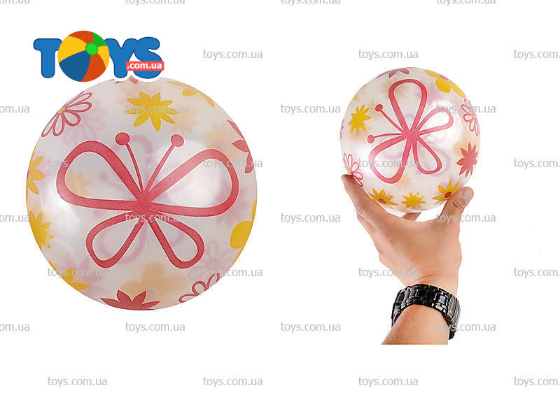 Мяч 9" BT-PB-0109 прозрачный, бабочки 3цв.60г сетка /300/
