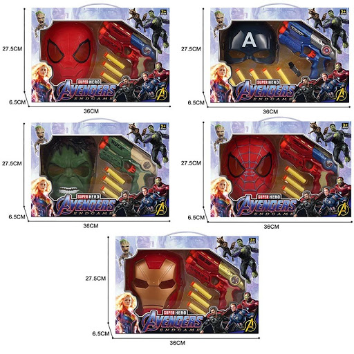 Бластер MJ669-B01/2/3/4/1A Avengers з присосками,маскою 5видів, в кор.36*6,5*27,5 /36/