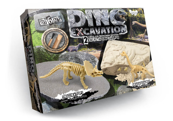 Набір для проведення розкопок "DINO EXCAVATION" динозаври укр.(6), DEX-01-04,05,06