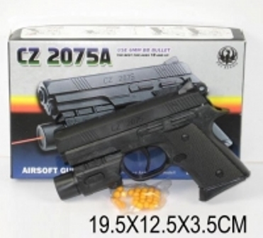 Пістолет CZ2075A (A810712 (144шт / 2) батар., Лазер, пульки,, в кор. 19,5 * 12,5 * 3,5 см