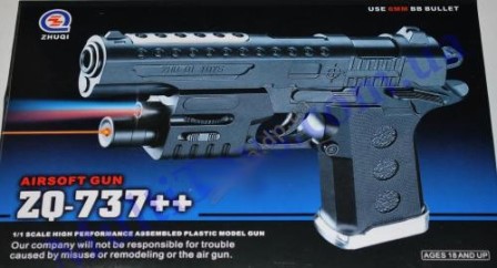 Пістолет ZQ-737 + + з кульками свет.лазер.кор.20 * 13.5 * 4 Ш.К. JH110520221B / 144 /