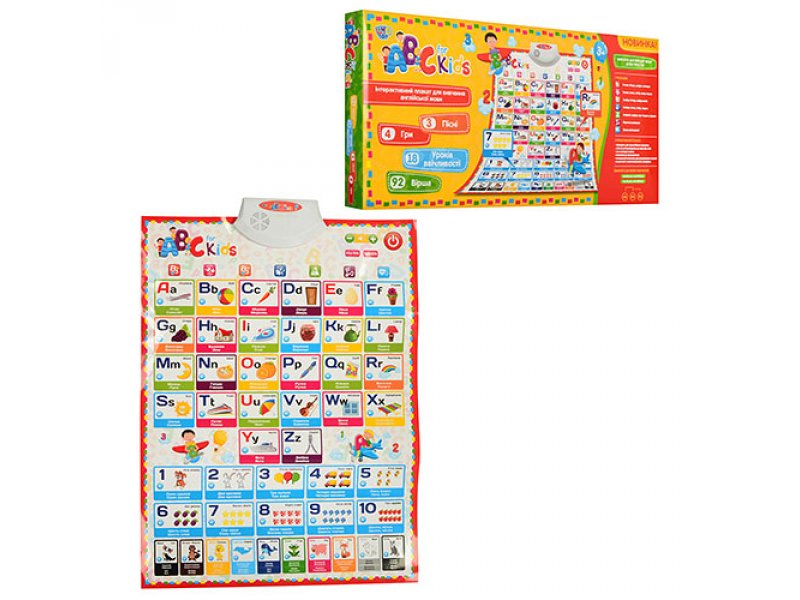 Плакат 7031 ENG (24шт) обуч, 45-62см, муз-звук (рус, англ), на бат-ке, в кор-ке, 49-23-4см