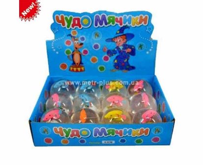 Пригуни M 0091 U/R (144шт) водяные светящиеся, 6,5см, с рыбкой, 12 шт в дисплее, 29-21-6,5см