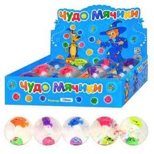Пригуни MS 0011 (144шт) водяные светящиеся, 7,5см, с рыбкой на шарике, 12 шт в дисплее,31-23-8см