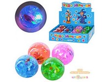 Пригуни MS 0407 (144шт) водяные,светящиеся 5,5см,с блестками,с рыбкой,4цв,12шт в дисплее, 24-18-6см