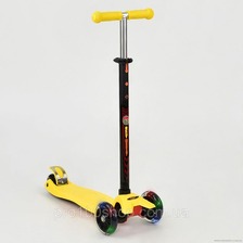Самокат 466-113 / А 24634 Best Scooter MAXI (8) ЖЕЛТЫЙ, пластмассовый, свет. колеса PU, трубка руля