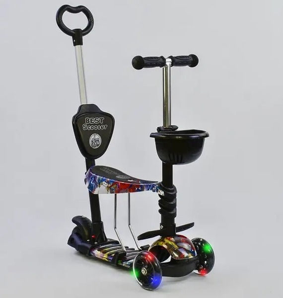 Самокат 5в1 15600 (1) Best Scooter, АБСТРАКЦИЯ, PU колеса, ПОДСВЕТКА КОЛЕС, в коробке [Коробка]