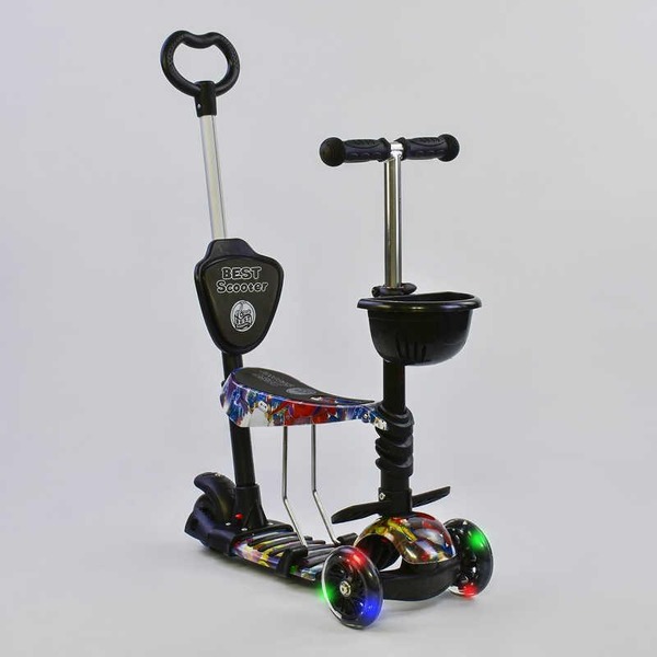 Самокат 5в1 19870 (1) Best Scooter, АБСТРАКЦИЯ, PU колеса, ПОДСВЕТКА КОЛЕС, в коробке [Коробка]