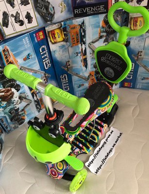 Самокат 5в1 33650 (1) Best Scooter, АБСТРАКЦИЯ, PU колеса, ПОДСВЕТКА КОЛЕС, в коробке [Коробка]