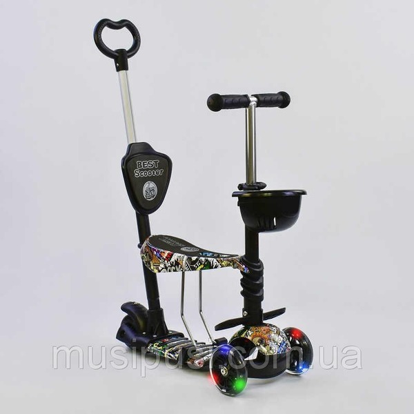 Самокат 5в1 43700 (1) Best Scooter, АБСТРАКЦИЯ, PU колеса, ПОДСВЕТКА КОЛЕС, в коробке [Коробка]