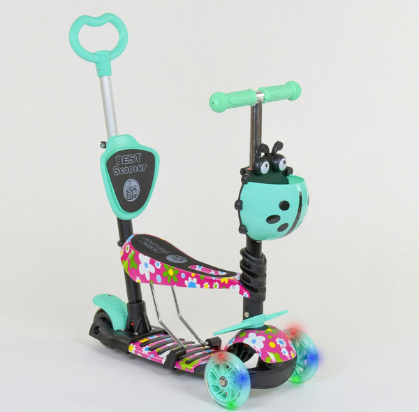 Самокат 5в1 43702 (1) Best Scooter, АБСТРАКЦИЯ, PU колеса, ПОДСВЕТКА КОЛЕС, в коробке [Коробка]
