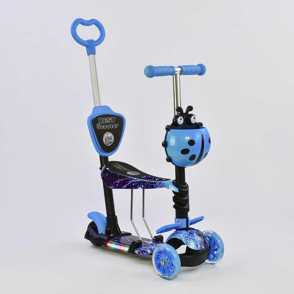 Самокат 5в1 55001 (1) Best Scooter, АБСТРАКЦИЯ, PU колеса, ПОДСВЕТКА ПЛАТФОРМЫ И КОЛЕС, в коробке [К