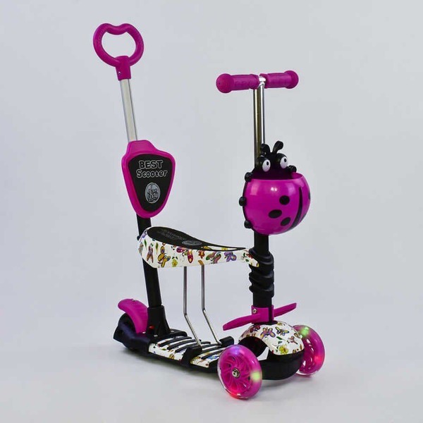 Самокат 5в1 58420 (1) Best Scooter, АБСТРАКЦИЯ, PU колеса, ПОДСВЕТКА КОЛЕС, в коробке [Коробка]