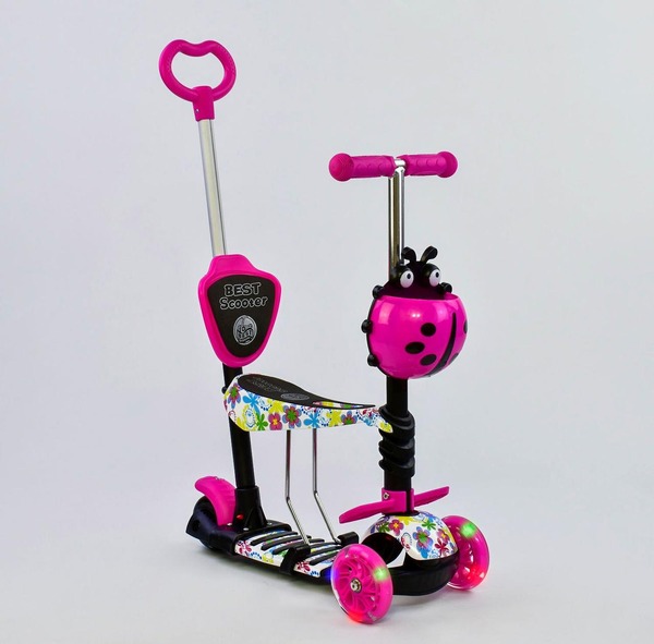 Самокат 5в1 62310 (1) Best Scooter, АБСТРАКЦИЯ, PU колеса, ПОДСВЕТКА КОЛЕС, в коробке [Коробка]