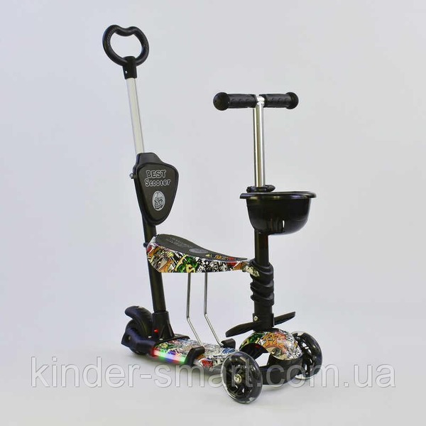 Самокат 5в1 64020 (1) Best Scooter, АБСТРАКЦИЯ, PU колеса, ПОДСВЕТКА ПЛАТФОРМЫ И КОЛЕС, в коробке [К