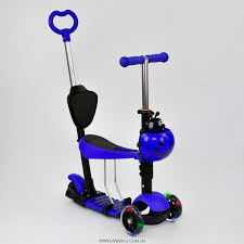 Самокат А 24676 - 3030 Best Scooter 5 в 1 (6) цвет СИНИЙ, колеса PU светящиеся [Коробка]