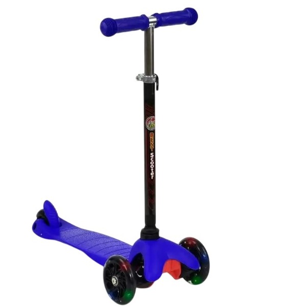 Самокат А 24684/ 466-112 MINI "Best Scooter" (8) Синій, пластмассовый, СВЕТ. КОЛЁСА PU, трубка ру