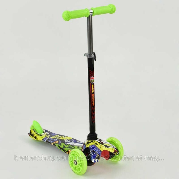 Самокат А 24703 /779-1294 MINI "Best Scooter" (8) 3 колеса свет, PU, трубка руля алюминиевая, в коро