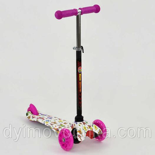 Самокат А 24705 /779-1296 MINI "Best Scooter" (8) 3 колеса свет, PU, трубка руля алюминиевая, в коро
