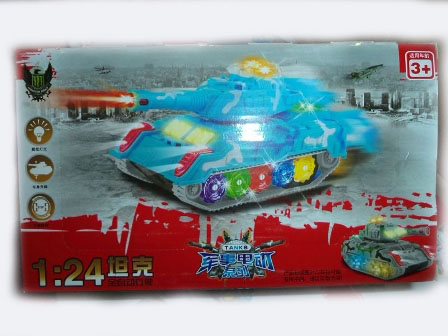 Танк 869-2 (72шт) 1:24, звук, свет, на бат-ке, в кор-ке, 21,5-12,5-11,5см