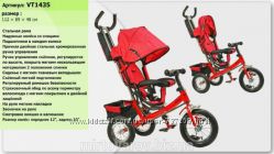 Велосипед 3-х колес VT1435 КР (1шт) складной козырек, колеса со спицами