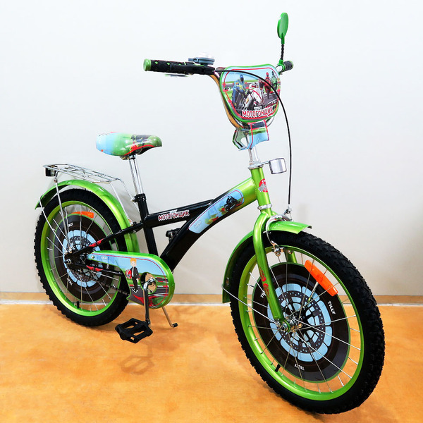 Велосипед Tilly 20" Мотогонщик Е-220211 чорно-зелений