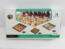 Шахи B15591 (W3015) (48шт) "3в1", шашки, нарды, в коробке 30*16*5см