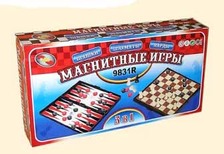 Шахи магніт. 9831R (96шт / 2) "3в1", шашки, нарди, в коробці 25 * 13см