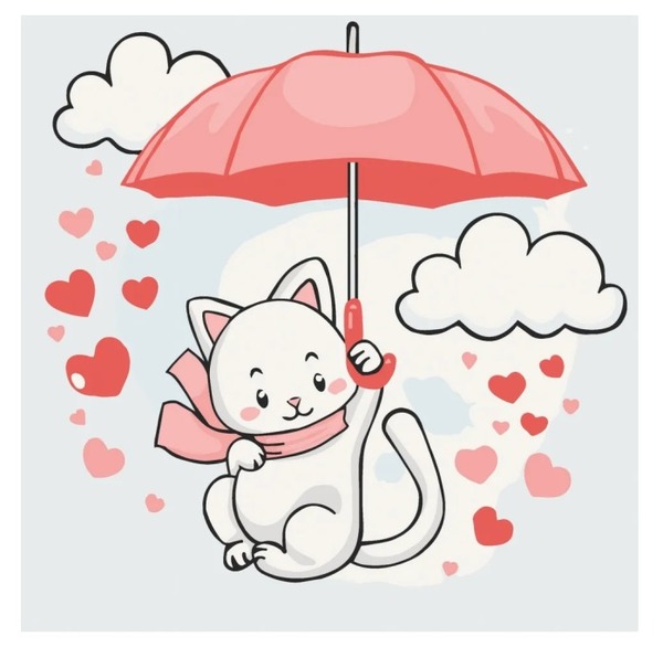 Картина 15568 Котик з парасолькою 30*30см