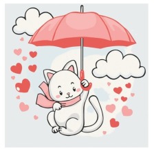 Картина 15568 Котик з парасолькою 30*30см