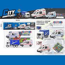 Набір машин JW567-049 "City Ambulance"інерція, 3 машинки, килимок, в пакеті