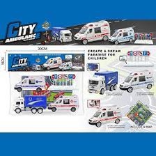 Набір машин JW567-049 "City Ambulance"інерція, 3 машинки, килимок, в пакеті